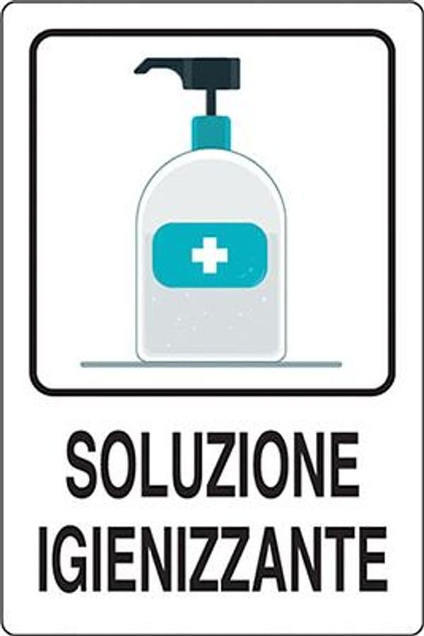 Targa Segnaletica Covid Soluzione Igienizzante Alluminio 20X30 2 Pezzi - 2