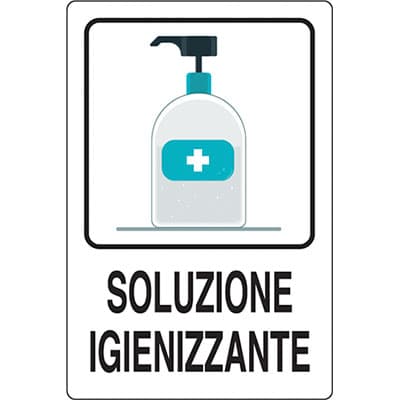 Targa Segnaletica Covid Soluzione Igienizzante Alluminio 20X30 2 Pezzi - 2