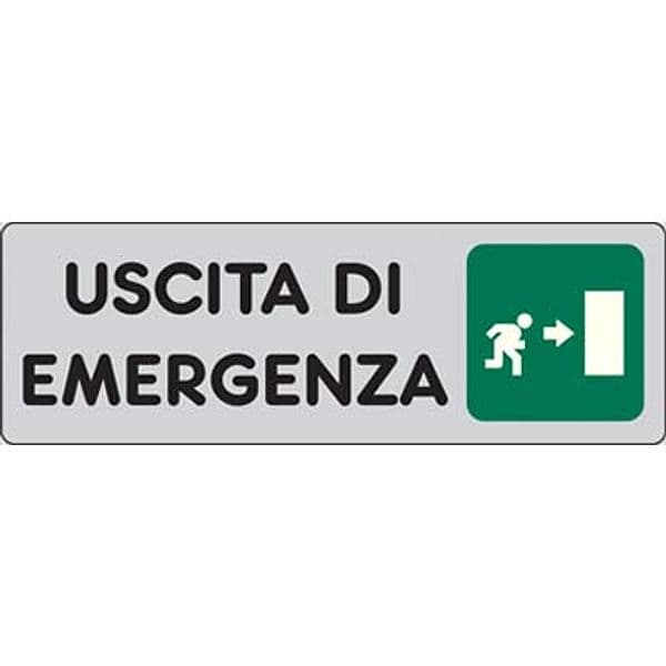 Targa Segnaletica Adesiva Uscita Emergenza Dx Vinile 15 x 5 cm 10 Pezzi - 2
