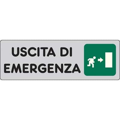 Targa Segnaletica Adesiva Uscita Emergenza Dx Vinile 15 x 5 cm 10 Pezzi - 2