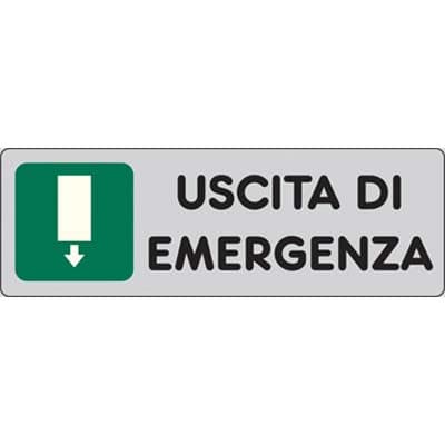 Targa Segnaletica Adesiva Uscita Emergenza Vinile 15 x 5 cm 10 Pezzi - 2