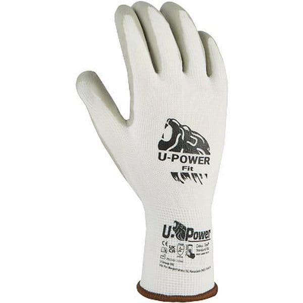 Guanto Nitrile Grigio Fit U Power Maglia Nylon con Spandex Bianco 9 12 Paia – U-Power