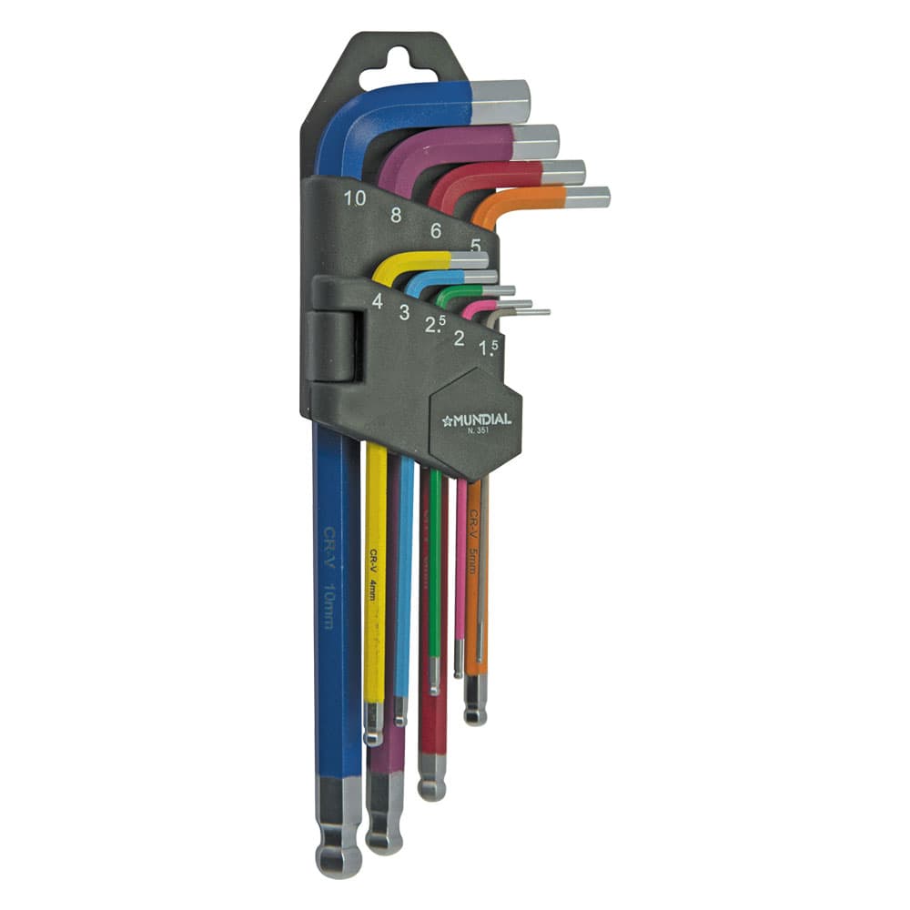 Chiavi Esagonali Estremita' Sferica in Serie (1,5 10) Mundial 9 Pezzi - 2