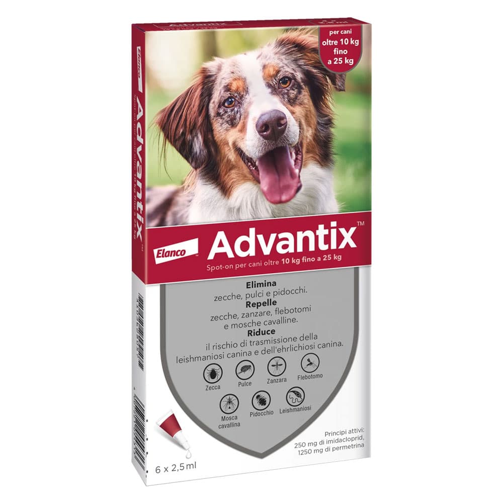 Antiparassitario 10 6 Pipette Advantix Spot On 25 kg 2,5 ml - 2