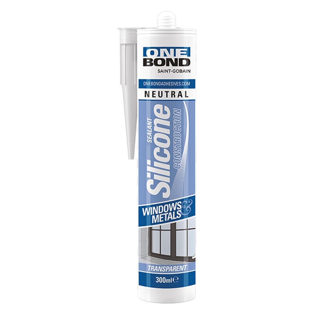 Silicone Neutro Trasparente Onebond Construction 12 Pezzi in Alluminio 300 ml