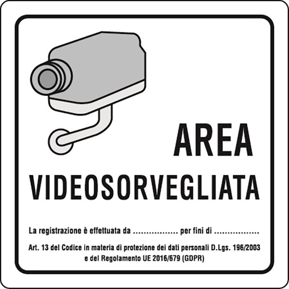 Cartello Eurosignals Area Videosorvegliata 20 X in Alluminio 20 cm – Autres