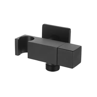 Presa Acqua Quadra con Supporto Doccia e Arresto Dh Nero Opaco - 2