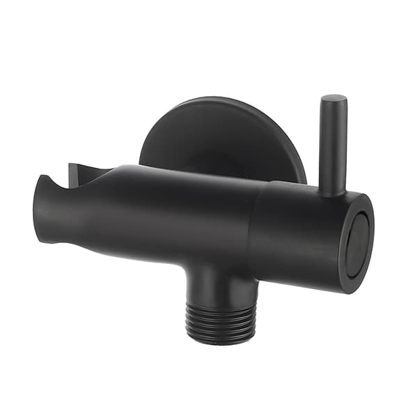 Presa Acqua Tonda con Supporto Doccia e Arresto Dh Nero Opaco - 2