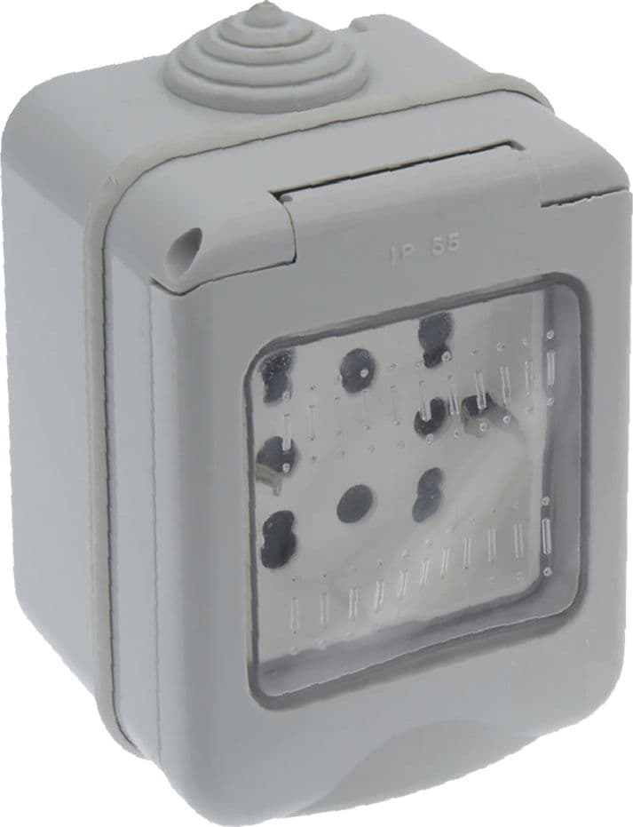 Contenitore Esterno Prese + Schuko 2 Bivalenti 10 16a + 1 Faeg