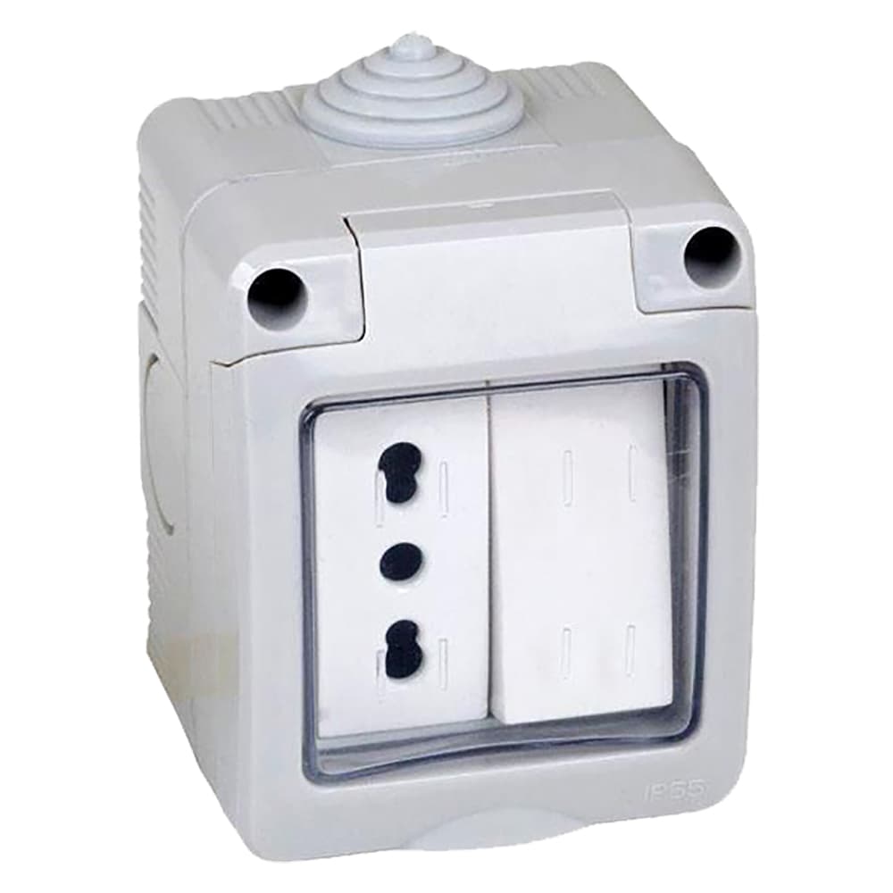 Contenitore Esterno Interruttore + Presa 1 Deviatore + Presa Bivalente 10 - 2