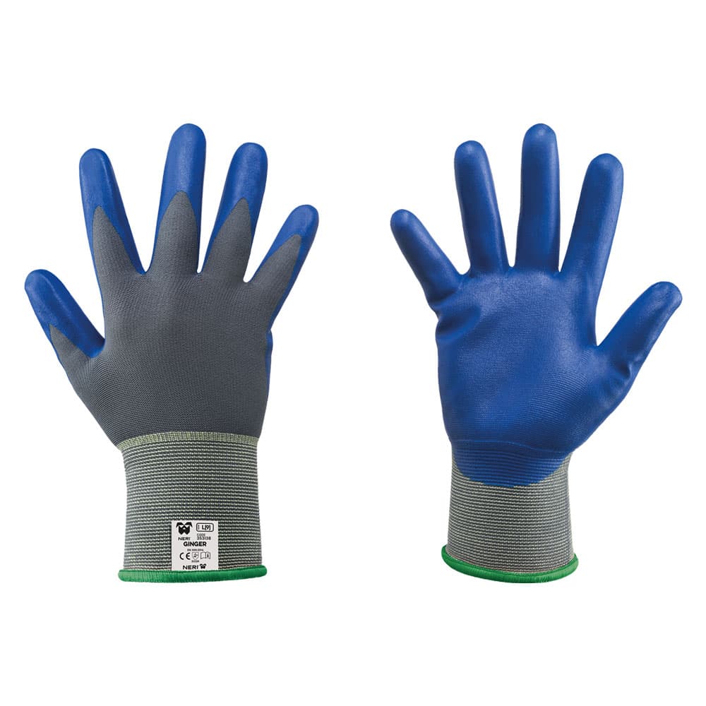 Guanti Nitrile Neri Ginger Nylon Tg. 8 Colore Blu Grigio 12 Coppia - 2