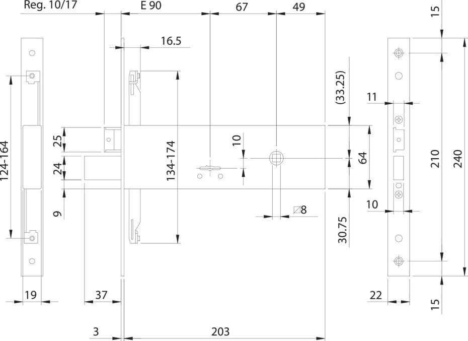 Serratura a Doppia Mappa da Infilare per Fascia Art 963 e 90 Iseo - 2