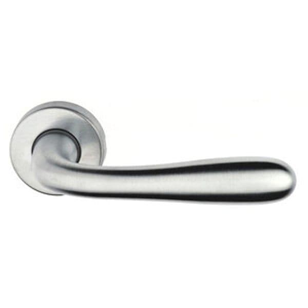 Maniglia Porta Blindata Rosetta Tonda Sx Cromo Satinato Forme Goccia - 2