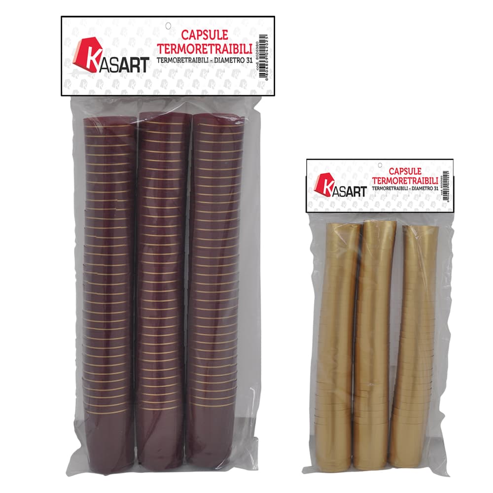 Capsule Termoretraibili per Bottiglie Vino Kasart Nero x H Ø 31 55 mm - 2