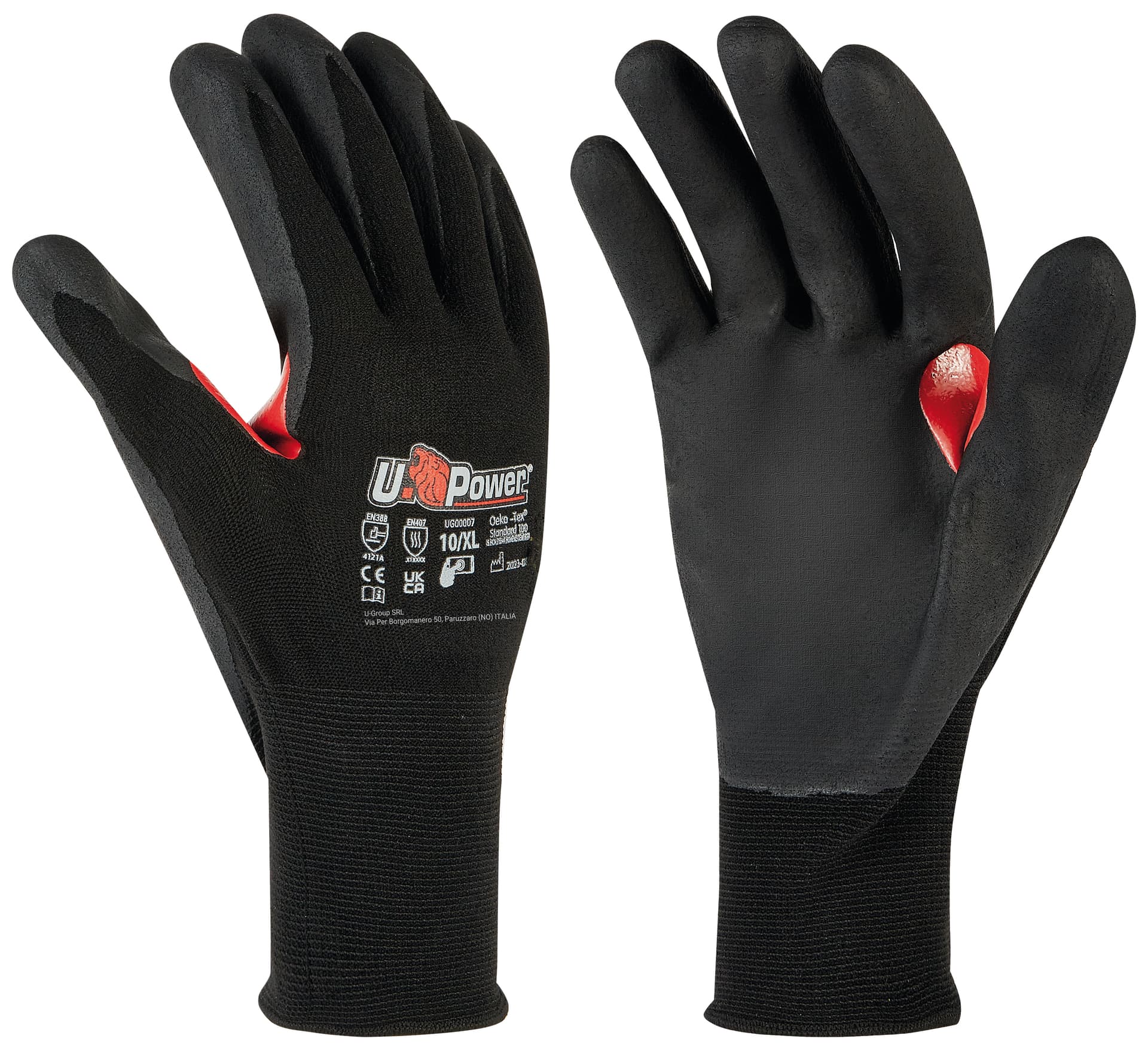 Guanti da Lavoro Flynt in Nylon Nitrile Colore Rosso Nero Tg. 10 12.00 Paia - 2
