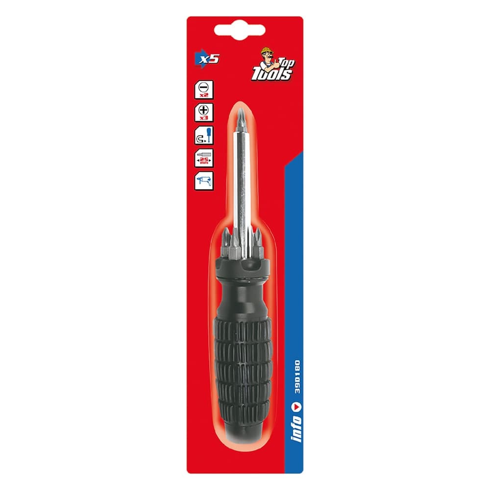 Cacciavite con 5 Inserti Magnetici Art 39d180 Toptools