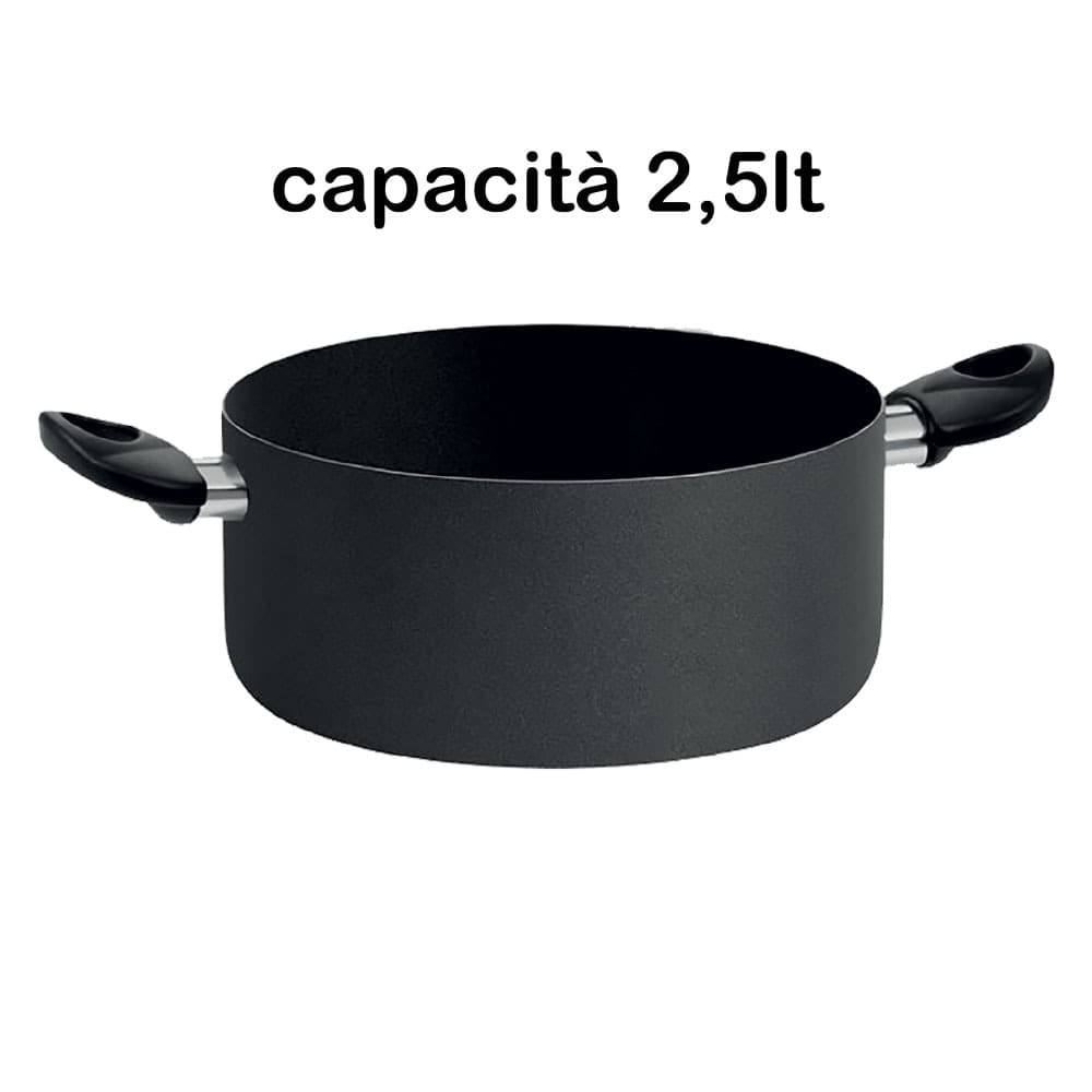 Casseruola Due Manici À H.8 Capacità Pentalux Black Line in Alluminio 2,5 Lt 16 cm
