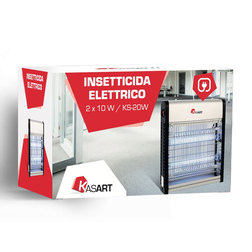 Insetticida Elettrico 2 X Kasart 10 w Mq.80 38 X 7,2 X in Alluminio 26 cm