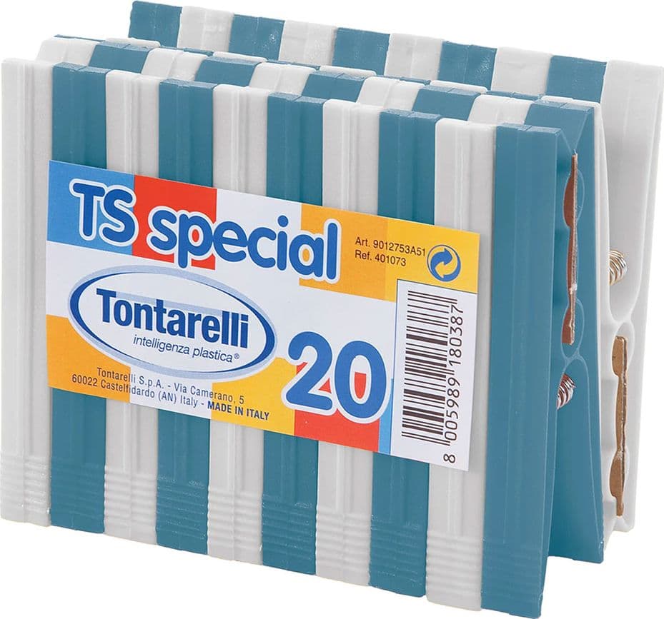 Mollette per Bucato Colori Assortiti Tontarelli 20 Pezzi