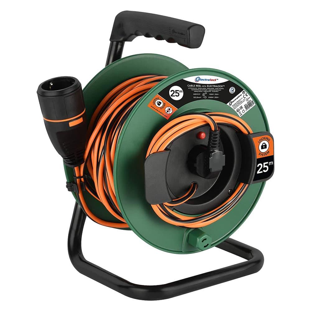 Avvolgicavo con Presa a Meccanismo Blocco Art 49237 Electraline 25 mt - 2