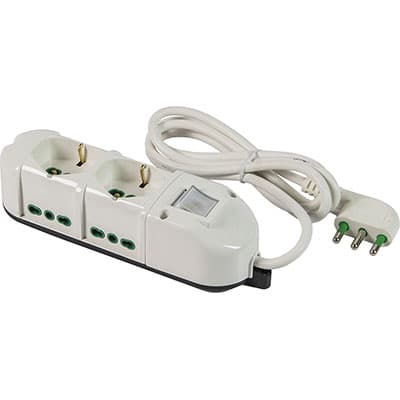 Multipresa Bipasso con Schuko con Int.lum Retail Fme Bianco 2 Pezzi 7403228 - 2