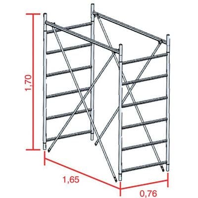 Alzata per Trabattello Grim Eu 75 Marchetti Acciaio Zincato Cm 165X76 H. Cm - 2