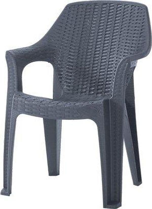 Sedia Rattan Thera con Braccioli Domus Pp Antracite Cm 58X75 H.cm 85