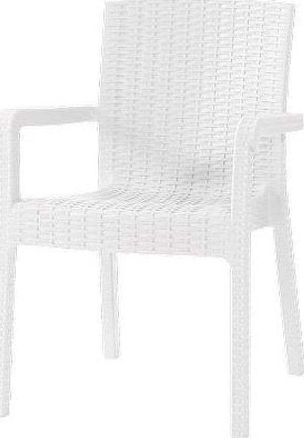 Sedia Rattan Kreta con Braccioli Domus Pp Bianco Cm 58X75 H.cm 85