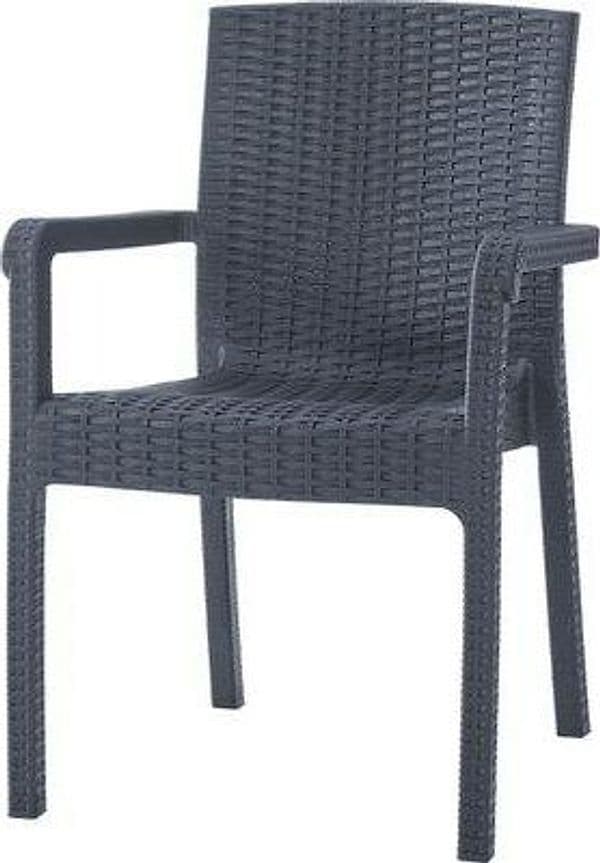 Sedia Rattan Kreta con Braccioli Domus Pp Antracite Cm 58X75 H.cm 85 - 2