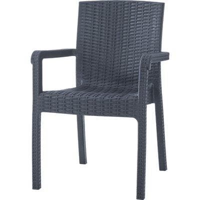 Sedia Rattan Kreta con Braccioli Domus Pp Antracite Cm 58X75 H.cm 85 - 2