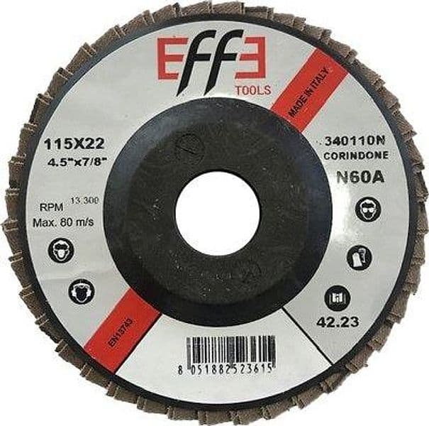 Disco a Lamelle Radiali Corindone Effe Grana 80 115 x 22,2 mm 10 Pezzi - 2