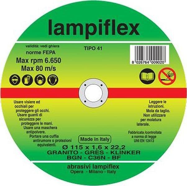 Disco Abrasivo Taglio Granito Lampiflex 115 x 22,2 mm H 1,6 mm 25 Pezzi - 2