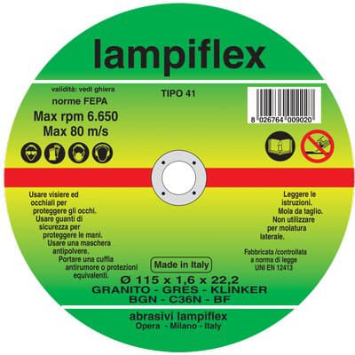Disco Abrasivo Taglio Granito Lampiflex 115 x 22,2 mm H 1,6 mm 25 Pezzi - 2