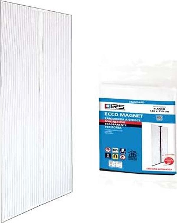 Zanzariera Porta Ecco Magnet Irs Poliestere Bianco Pannelli 2 cm 140 H.cm