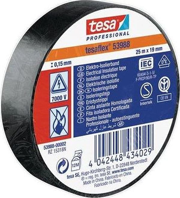 Nastro PVC Isolante Imq Tesa Nero 25 ml 19 mm 10 Pezzi - 2