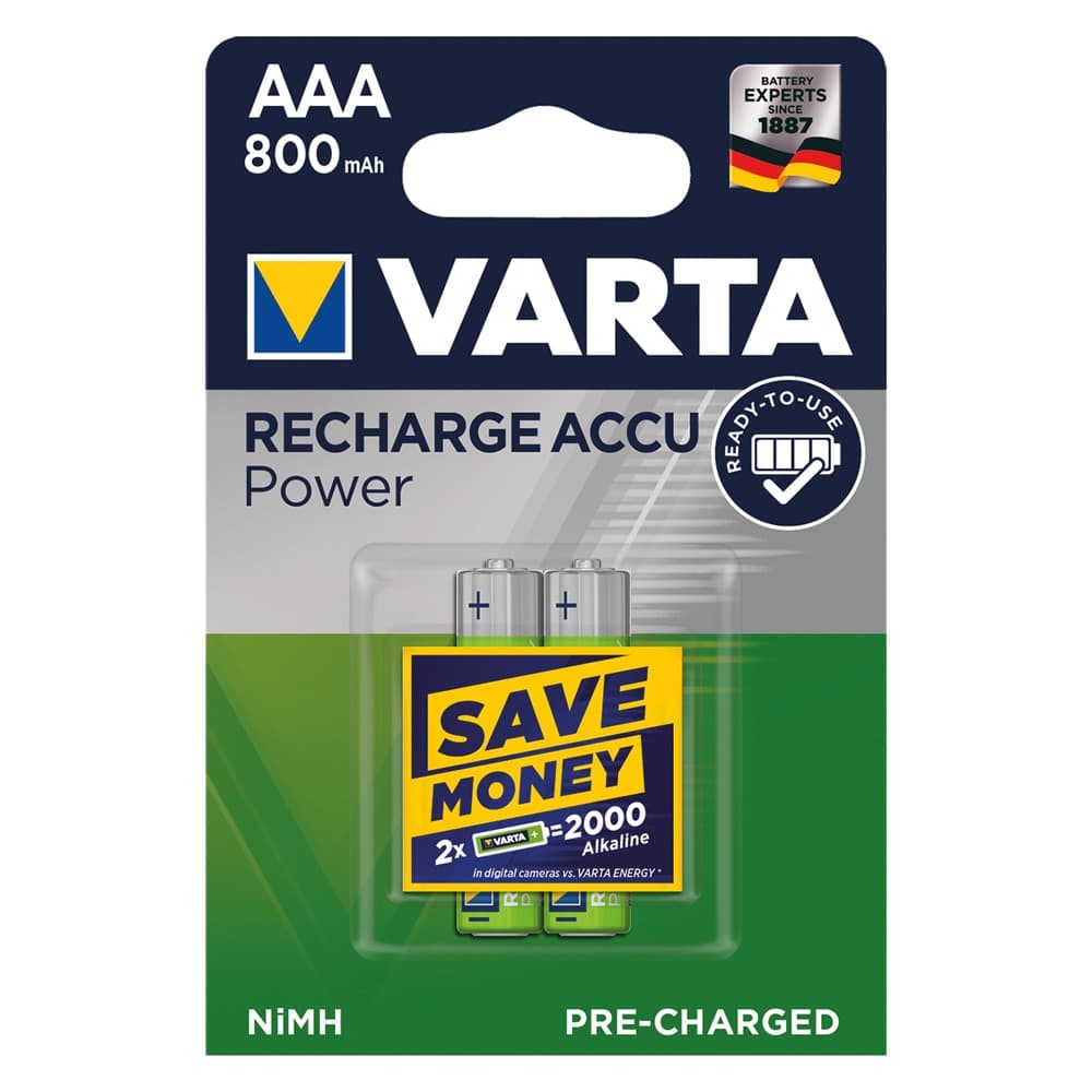 Pila Ministilo Ricaricabile Accu Power Pz 2 Varta Hr03 1,2 v Aaa