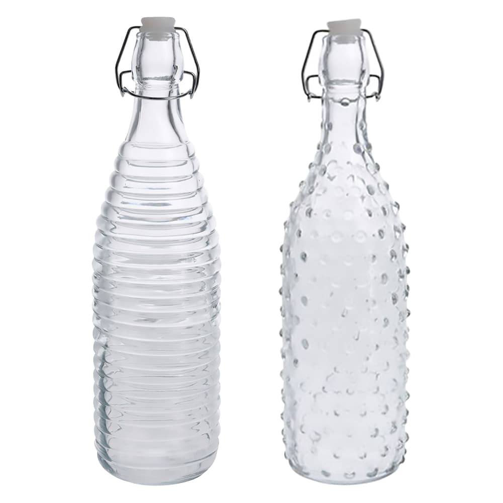 Bottiglia Doppio Decoro in Vetro Fondo Bianco 12 Pezzi 1000 ml - 2