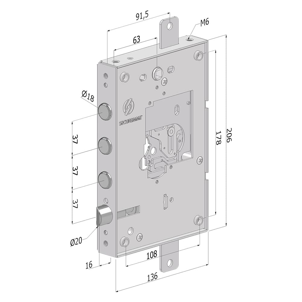 Serratura da Applicare Triplice per Porte Blindate Senza Codice 3201090 - 2