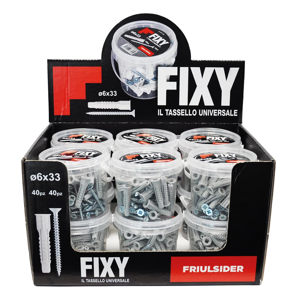 Espositore Tasselli Friulsider Fixy Nylon 12 Secchielli 40 Pezzi - 2