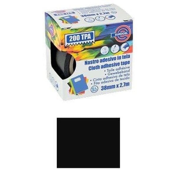 Nastro Adesivo Telato 200 Tpa Eurocel Nero 2,7 ml 38 mm 4 Pezzi - 2