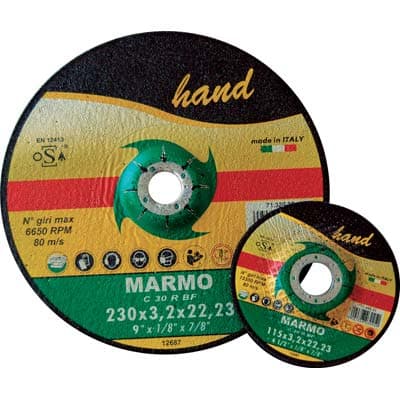 Disco Abrasivo Taglio Marmo Depresso Hand 230 x 22,2 mm H 3,2 mm 25 Pezzi - 2