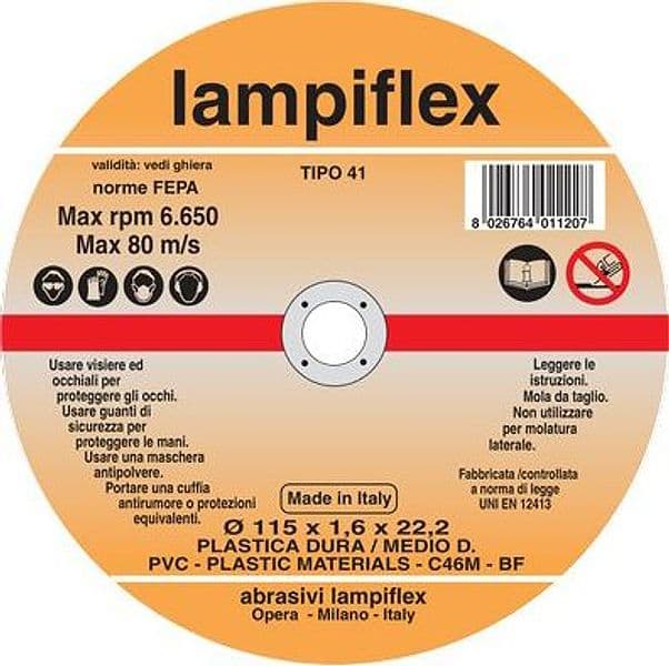 Disco Abrasivo Taglio PVC Lampiflex 115 x 22,2 mm H 1,6 mm 25 Pezzi - 2