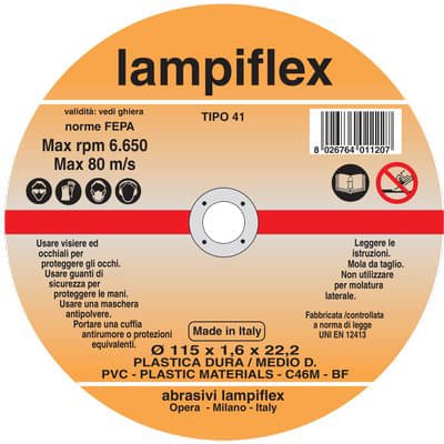 Disco Abrasivo Taglio PVC Lampiflex 115 x 22,2 mm H 1,6 mm 25 Pezzi - 2