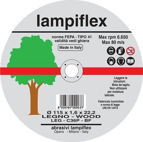 Disco Abrasivo Taglio Legno Lampiflex 115 x 22,2 mm H 1,6 mm 25 Pezzi - 2