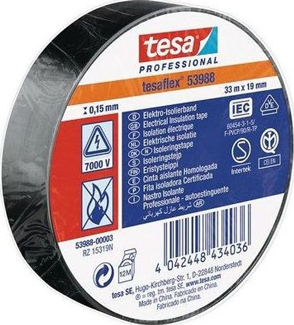 Nastro PVC Isolante Imq Tesa Nero 33 ml 19 mm 10 Pezzi