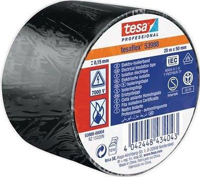 Nastro PVC Isolante Imq Tesa Nero 25 ml 50 mm 4 Pezzi