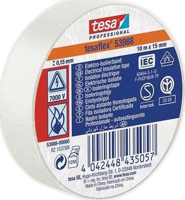 Nastro PVC Isolante Imq Tesa Bianco 10 ml 15 mm 20 Pezzi
