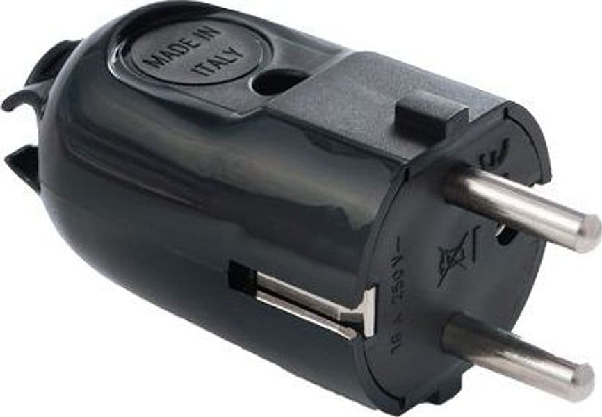 Spina Mobile Schuko Fme Nero 2P con T 16A 5 Pezzi – Fanton