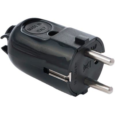 Spina Mobile Schuko Fme Nero 2P con T 16A 5 Pezzi - 2
