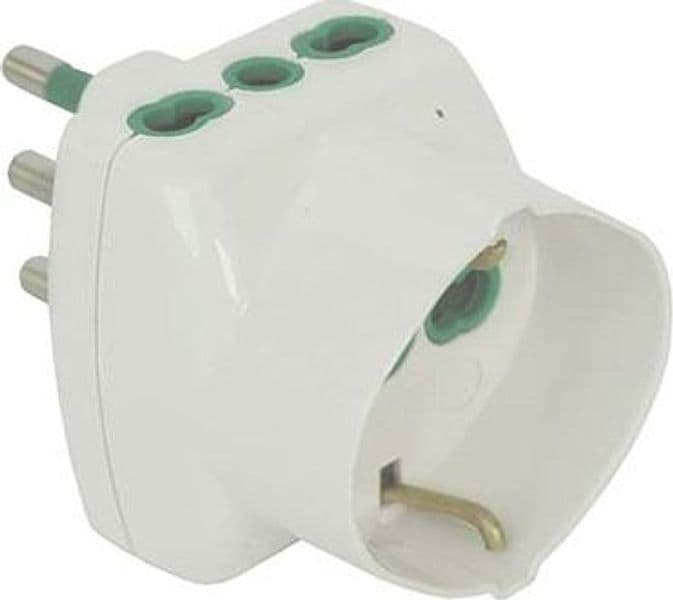 Adattatore Triplo 16A con Schuko Fme Bianco 2P con T 2 Pezzi - 2